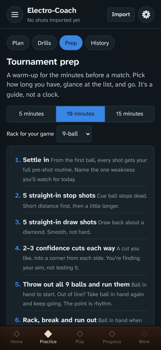 Tournament prep